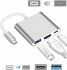 Кабель, адаптер, конвертер Buro Type-C на HDMI, USB 3.0, Type C, 3 в 1 концентратор для устройств с Type с портом, Переходник hub разветвитель белый