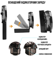 Ручной мини вентилятор Handy Mini Fan WX-6508 USB аккумуляторный настольный вентилятор трансформер со складной ручкой и съемным аккумулятором
