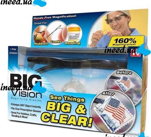 Очки лупа Big Vision 160% для чтения и шитья, Увеличительные очки-лупа для рукоделия Биг Вижн