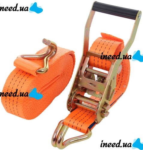 Страховочный стяжной ремень трос Ratchet Tie Down 1.5м AND-5 храповым механизмом для крепления груза до 2 тонн, Транспортная лента для стяжки грузов