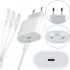 Universal Charger 20W USB-C to TC/Mi/iP Cable Power Adapter + Triple Cable 3 in 1, 20W Charging Power Supply for Phone
