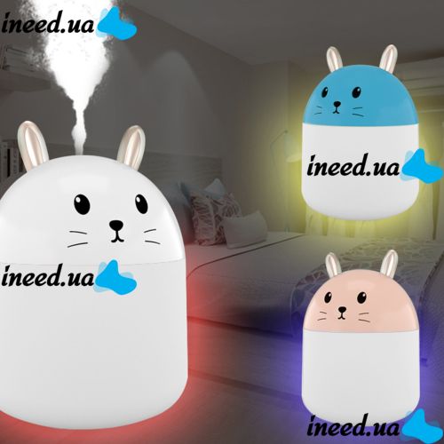 Настольный ультразвуковой увлажнитель воздуха ночник кролик Humidifier Rabbit ВА-12, Портативный USB Арома-диффузор с подсветкой, Ночник-увлажнитель