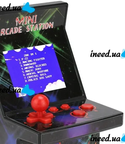 Детская игровая ретро приставка автомат Mini Arcade Station A2 на 200 встроенных игр на батарейках, консоль 8bit с экраном 2.5 дюймов от батареек