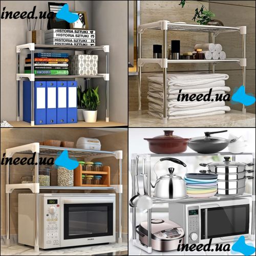 Полка стеллаж для микроволновки Multifunctional storage rack NJ-452 настольный кухонный органайзер для микроволновой СВЧ-печи, полка-органайзер