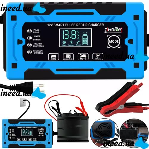 Автомобильное импульсное пускозарядное АКБ Jinnuoyi Pulse Repair Charger 12V 10A устройство с LED дисплеем для зарядки аккумуляторов авто 10Ah–200Ah