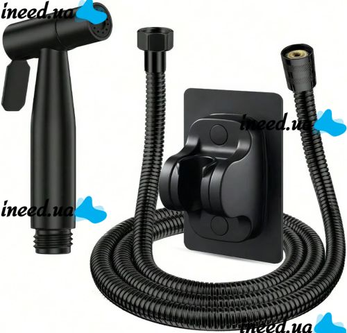 Ручной набор для биде Handheld Bidet Sprayer Set AA6-14 Черный смеситель лейка со шлангом и кронштейном из нержавеющей стали для гигиенического душа