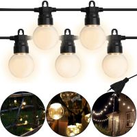 Outdoor Garland in the form of a Light Bulb Xmas 10 Lamps WW Warm White LED Moisture-proof LED Garland for Home and Street with 10m Connector