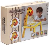 Детский столик проектор для рисования Projector Painting Жираф 3 в 1 набор для творчества с мольбертом, фломастерами и световыми слайдами Желтый