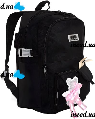 Школьный набор сумок Fashion SG5017 4 в 1 для девочек, подростковый комплект в школу, рюкзак на 16 л сумка шоппер пенал, ранец со значком Черный