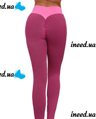 Женские спортивные леггинсы Staples Scrunch Bum Розовые с завышенной высокой талией и эффектом пуш-ап утягивающие бесшовные лосины для фитнеса push up