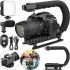 Gimbal AY-49U Grip Stabilizer with camera and phone mount with Bluetooth microphone and LED light for selfies and videos with remote control
