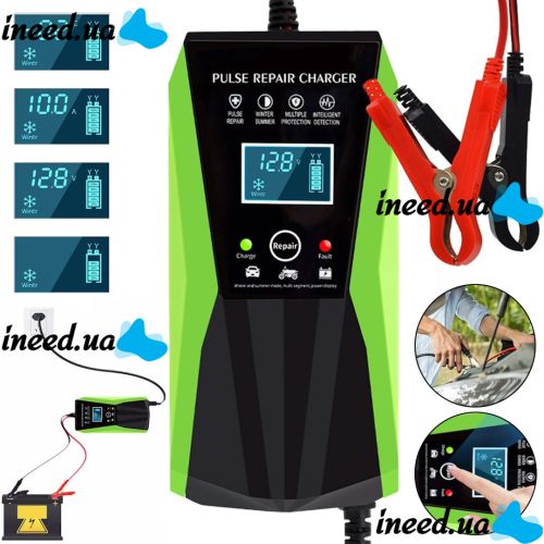 Автомобильное импульсное пускозарядное Intelligent Pulse Repair Charger 12V 10Ah универсальное устройство с дисплеем для зарядки АКБ 10Ah-180Ah