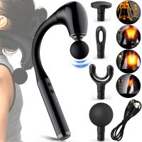 Ручной перкуссионный массажер Massage Hammer MP-930 4 насадки, беспроводной изогнутый массажный пистолет для всего тела на аккумуляторе JA-G4