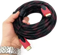 Посилений кабель Hdmi to Hdmi 15м 1080p в обмотці, кабель-подовжувач HDMI-HDMI 15m 15 m 15 м 15 м для монітора і телевізора в обплетенні Чорно Червоний