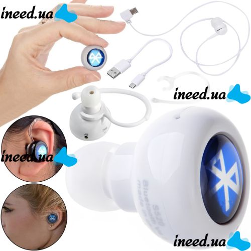 Беспроводной стерео наушник AirBeats Bluetooth mini 4.0 White вакуумная гарнитура с встроенным микрофоном и шумоподавлением для IOS и Android Белый