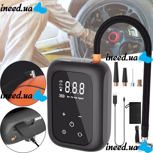 Аккумуляторный автомобильный компрессор насос Inflator Pump VX-309 для подкачки шин, Беспроводной воздушный автокомпрессор с экраном CZK-4234