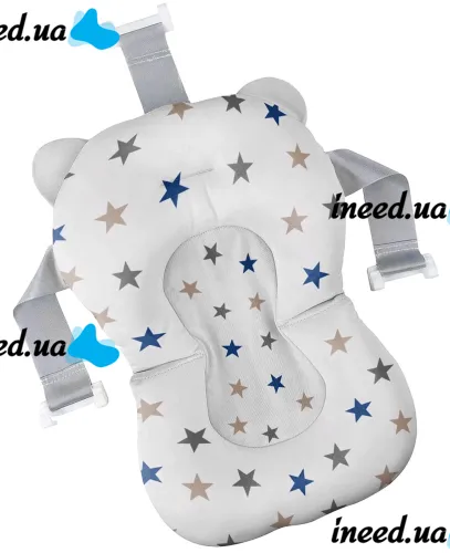 Складная детская ванна для купания Smart Babyhood BH-334G раскладная ванночка для младенцев с LED термометром, подушкой и ручкой для душа Серая