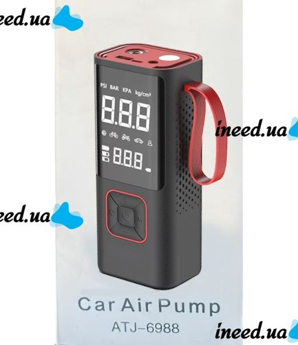 Автомобильный компрессор Car Air Pump ATJ-6988 аккумуляторный автокомпрессор с ЖК монитором, портативный насос для шин автомобиля и велосипеда