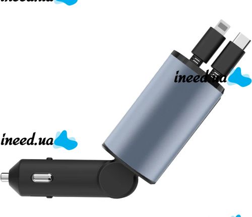 Автомобильное зарядное устройство Super Fast Charge PT16 с вольтметром type c lightning 4 в 1 120 W FM трансмиттер, модулятор в авто от прикуривателя