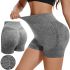 Women's Seamless Lifting Yoga Shorts XZY8855 Stretchy High Waist Push-Up Sport Cycling Shorts for Fitness Grey S-XXL