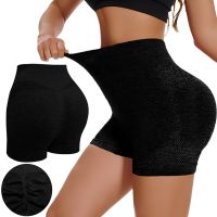 Женские бесшовные шорты Lifting Yoga Shorts XZY8855 утягивающие спортивные велосипедки с высокой талией и эффектом пуш ап для фитнеса Черные S-XXL