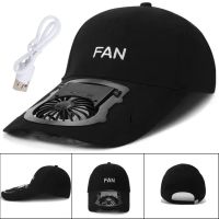 Бейсбольная кепка с вентилятором Fan RS-75 Черная, солнцезащитная, охлаждающая USB  бейсболка с обдувом, аккумулятором на солнечной батарее, летняя