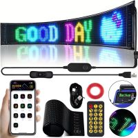 Гибкий экран Matrix Panel JTPD-03-011 9.2х37.4 см 16х64 LED светодиодная рекламная RGB лента в авто, бегущая строка с пультом и Bluetooth WiFi