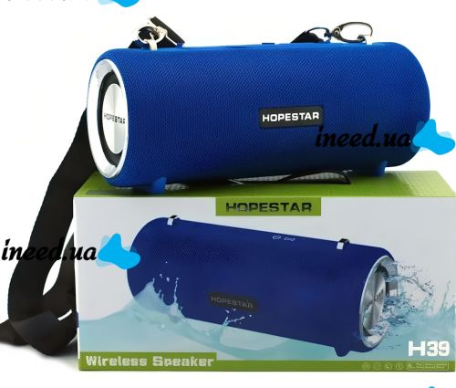 Беспроводная Bluetooth колонка Hopestar H39 10W портативная аккумуляторная блютуз акустика со светодиодной LED подсветкой FM-радио USB microSD AUX