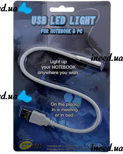 Гибка лампа USB LED Light 35 см для подсветки клавиатуры ноутбука , портативная металлическая подсветка на гибкой ножке для повербанка