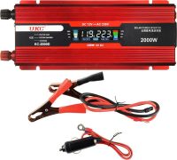 Автомобильный инвертор UKC 12V-220V 2000W KC-2000D авто преобразователь напряжения тока с LCD дисплеем от прикуривателя, аккумулятора с экраном