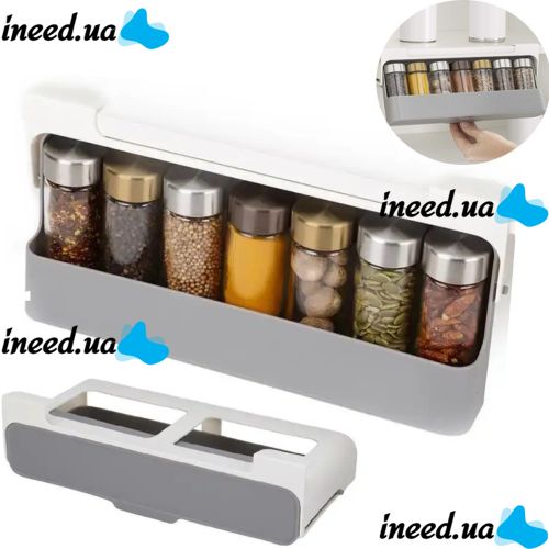 Подвесной органайзер для специй Joseph Joseph Spice Rack 85147 7 банок, Навесная полка для приправ, Набор баночек для сыпучих продуктов в холодильник