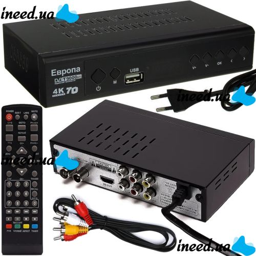 Цифровая Т2 приставка Европа EL-9000 Pro 4K цифровой эфирный ТВ тюнер с Wifi приемник для цифрового телевидения с пультом управления DVB-T2 Черный