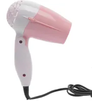 Folding travel hair Dryer PRO BaByliss Coco 1000w for styling and drying hair with a collapsible handle, a concentrator nozzle and a thermostat Pink