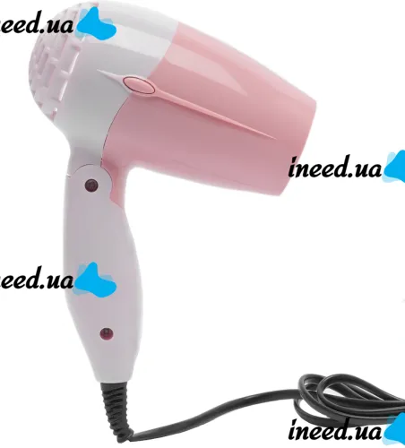 Folding travel hair Dryer PRO BaByliss Coco 1000w for styling and drying hair with a collapsible handle, a concentrator nozzle and a thermostat Pink