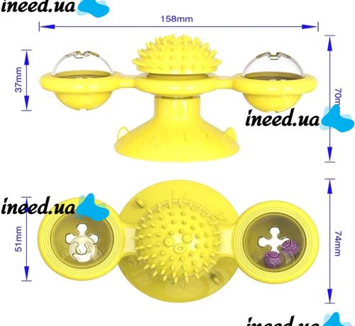 Игрушка-спиннер для кота Rotate Windmill с кошачьей мятой, интеллектуальная, развивающая светящиеся гипоаллергенная спиннер игрушка для котов и кошек