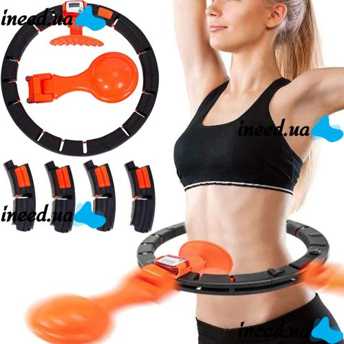 Массажный обруч тренажер Intelligent Hula Hoop 7803 хулахуп для похудения живота боков с регулируемой длинной и автоматическим подсчетом Black-orange