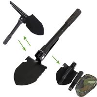 Tourist folding sapper shovel Tramp TR-55, pick, saw, opener with compass 5 in 1 made of steel, Black, tactical, car in a case