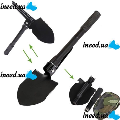 Tourist folding sapper shovel Tramp TR-55, pick, saw, opener with compass 5 in 1 made of steel, Black, tactical, car in a case