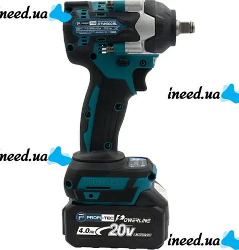 Беспроводной ударный гайковерт Makita DTW500BL 20V 4Ah 2 аккумулятора, Аккумуляторный бесщеточный гайковерт PROFI-TEC 350 Нм с головками в кейсе