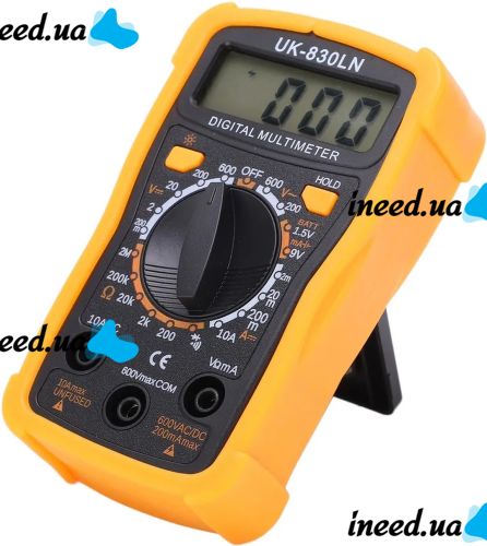 Digital Multimeter Tester Digital UK-830LN DT 830 LNv Universal Handheld Current, Voltage and Resistance Tester with Display DT-830 Yellow