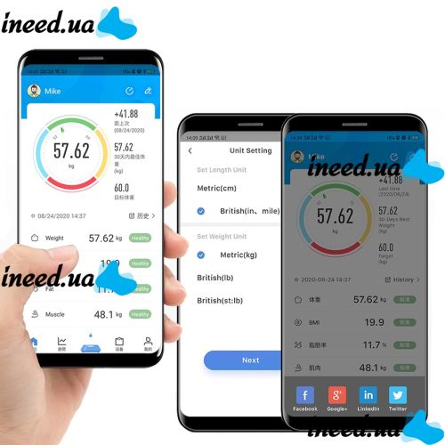 Электронные напольные фитнес весы Digital A-8003 Black до 180 кг c Bluetooth и приложением на телефон, Черные умные смарт весы с Led дисплеем