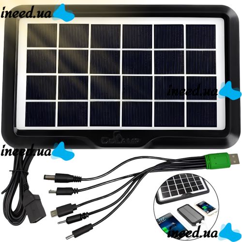 Солнечная панель Cclamp Solar Panel CL-639 4W 6V IP65 портативная батарея с мультикабелем USB для зарядки мобильных устройств от солнца 639CL