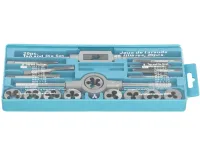 Набор метчики и плашки Tap and Die Set M3-M12 20 штук комплект стальных метчиков и плашек для нарезания метрической резьбы в кейсе мечек и лерка