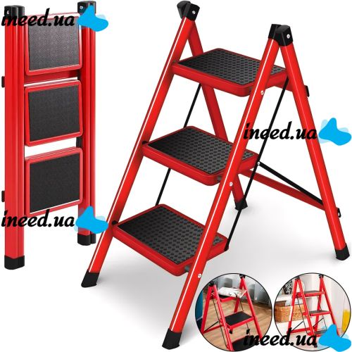 Складная стремянка на 3 ступени Mastar 3 Step Ladders до 150 кг раскладная трехступенчатая односторонняя лестница с антискользящим покрытием 84х40 см