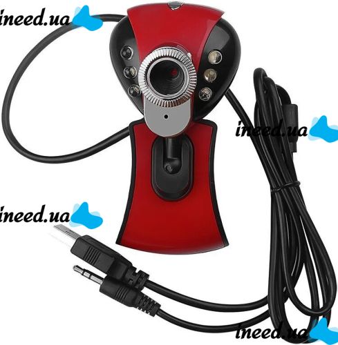 Веб камера с микрофоном Digital HD Camera DG-899 1280х720 универсальная внешняя USB веб-камера на прищепке для ПК компьютера и ноутбука Красная
