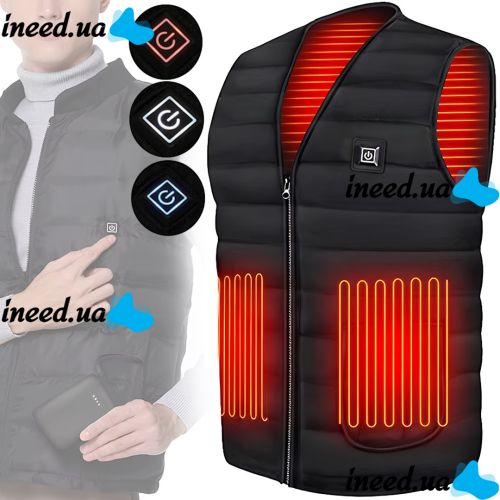 Электрический терможилет с подогревом Hoson Heated Vest универсальная жилетка с 3 режимами регулировки температуры для согревания рук и спины от USB