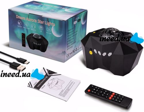 Проектор звездного неба Аврора Dream Aurora Star Lights AC6923 светодиодный RGB LED ночник с Bluetooth колонкой, таймером и пультом ДУ AND AA10-7