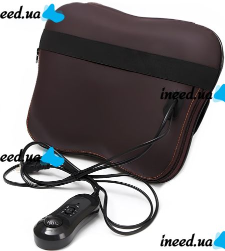 Массажная подушка Massage Pillow HT-8802 роликовый массажер для спины и шеи с подогревом, режимом магнитотерапии и подсветкой 3 режима работы от сети        