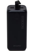 Внешний аккумулятор повербанк Power Bank Awei P114K 50000 mAh 22.5W портативное зарядное устройство для телефона с быстрой зарядкой и дисплеем 4 USB 