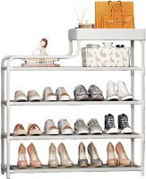 Обувница с полкой для аксессуаров Araqel Shoe Rack стеллаж органайзер для хранения обуви 60х21x78 см металлическая стойка на 5 полок в прихожую Белая